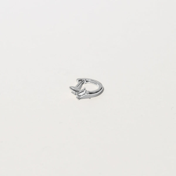Astrid & Miyu Baguette Piercing Hoop In Solid White Gold