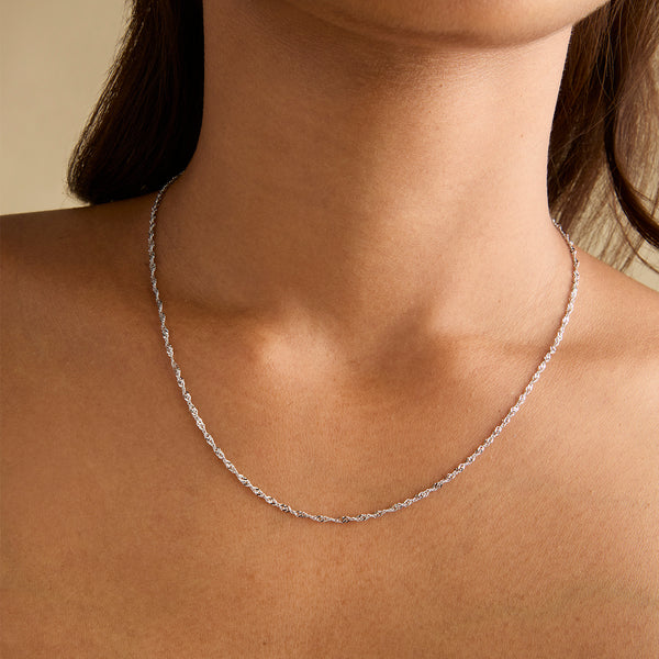 Astrid & Miyu Bold Astrid Chain Necklace In Solid White Gold