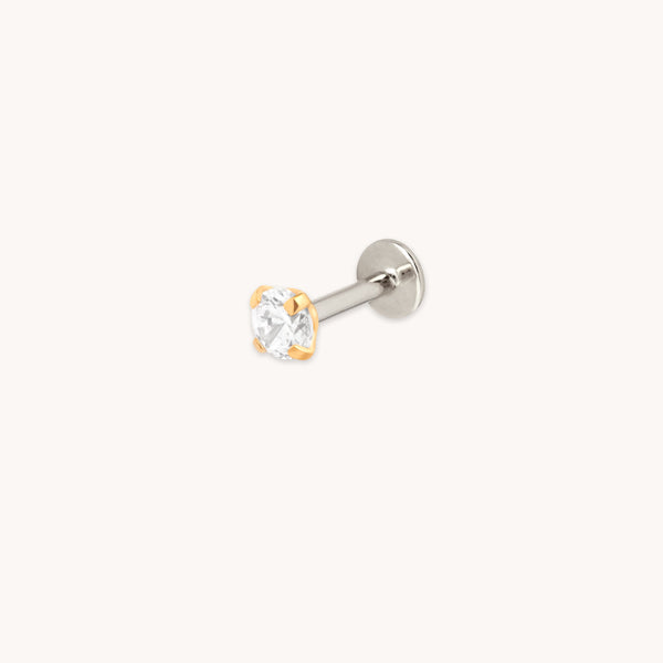 astrid & miyu Bold Crystal Titanium Piercing Stud in Gold
