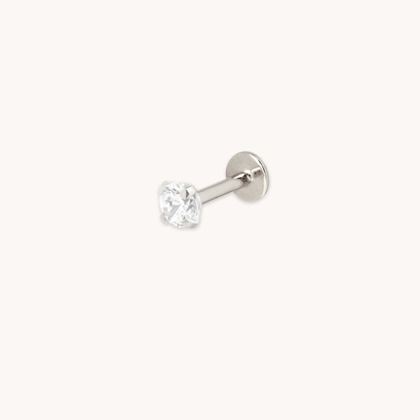 astrid & miyu Bold Crystal Titanium Piercing Stud in Platinum