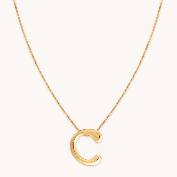 astrid & miyu C Initial Bold Pendant Necklace in Gold