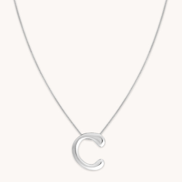 astrid & miyu C Initial Bold Pendant Necklace in Silver