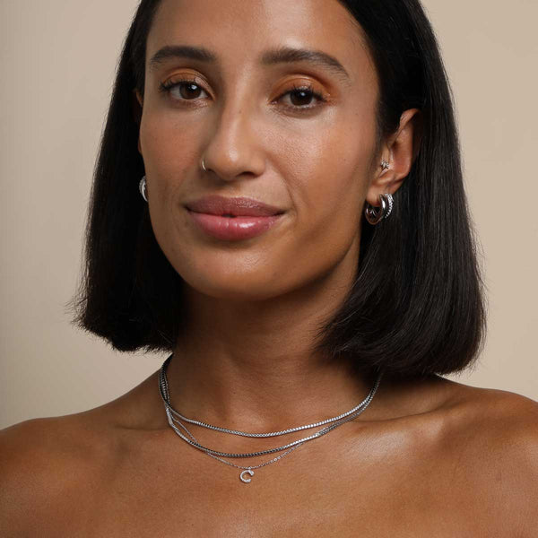 Astrid & Miyu C Initial Pavé Pendant Necklace In Silver