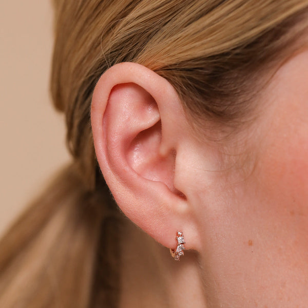 Astrid & Miyu Celestial Crystal 6.5mm Hoop In Rose Gold