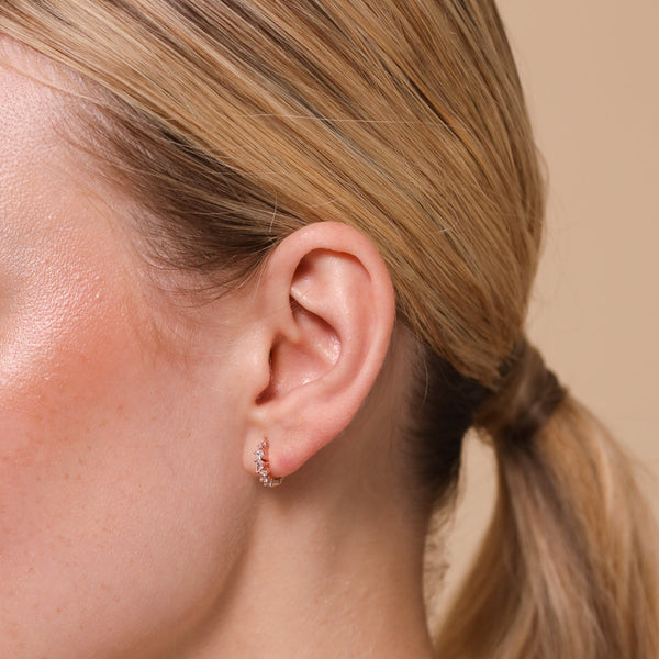 Astrid & Miyu Celestial Crystal 8mm Hoop In Rose Gold