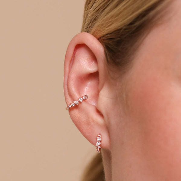 Astrid & Miyu Celestial Crystal Ear Cuff In Rose Gold