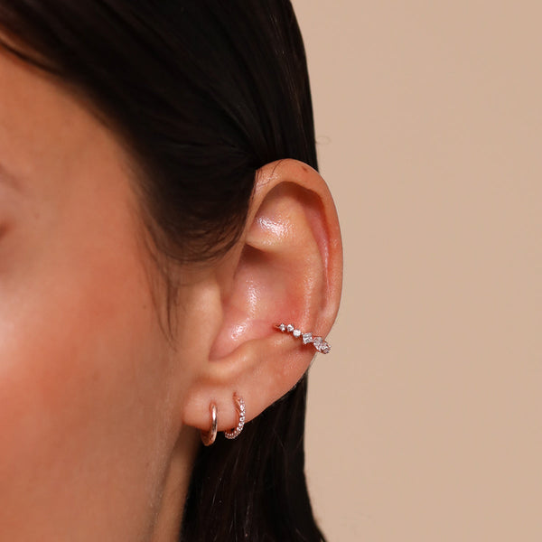 Astrid & Miyu Celestial Crystal Ear Cuff In Rose Gold