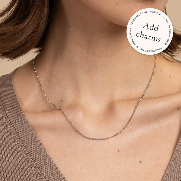 Astrid & Miyu Chelsea Chain Necklace In Solid White Gold