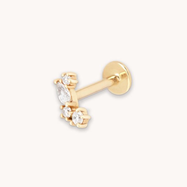 astrid & miyu Cluster Marquise Piercing Stud in Solid Gold