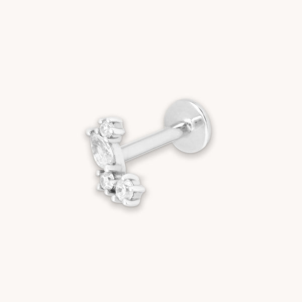 astrid & miyu Cluster Marquise Piercing Stud in Solid White Gold