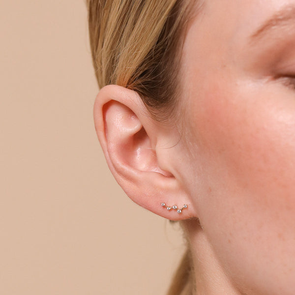 Astrid & Miyu Constellation Piercing Stud In Solid White Gold