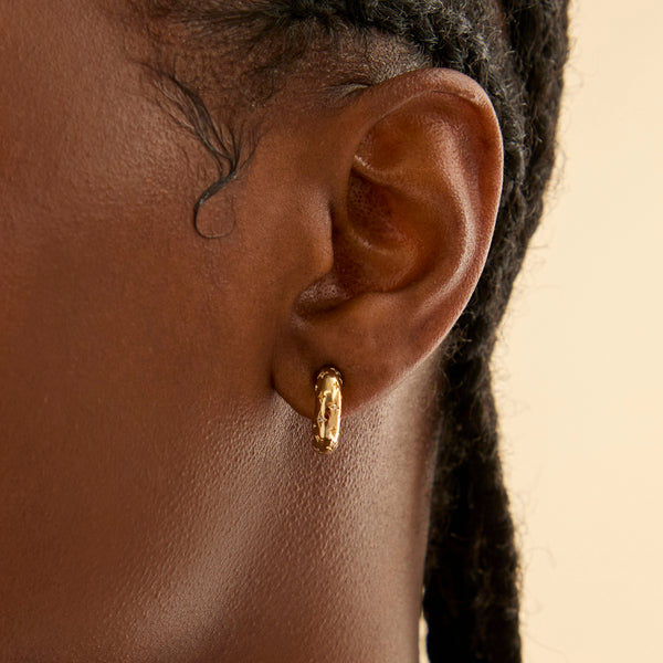 Astrid & Miyu Cosmic Dome Small Hoops In Brushed Gold