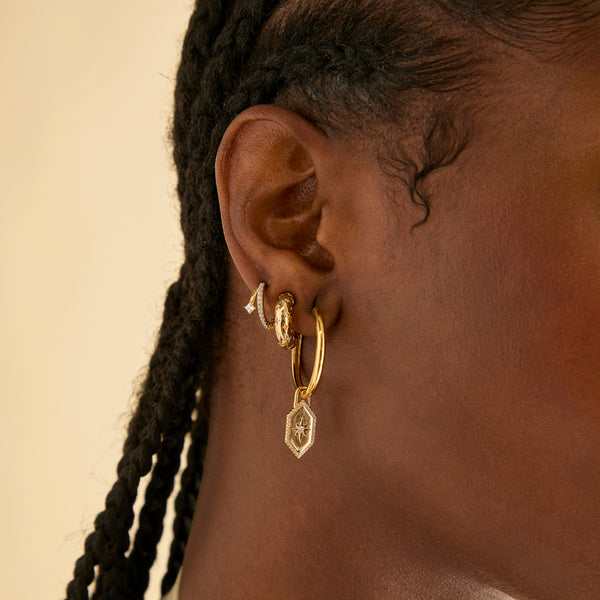 Astrid & Miyu Cosmic Dome Small Hoops In Brushed Gold