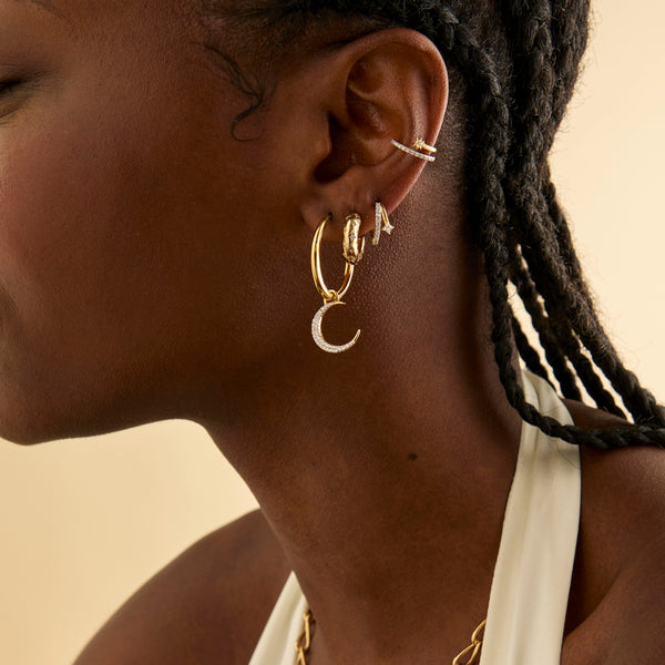 Astrid & Miyu Cosmic Dome Small Hoops In Brushed Gold