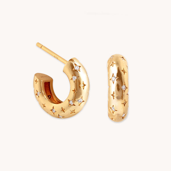 astrid & miyu Cosmic Dome Small Hoops in Brushed Gold