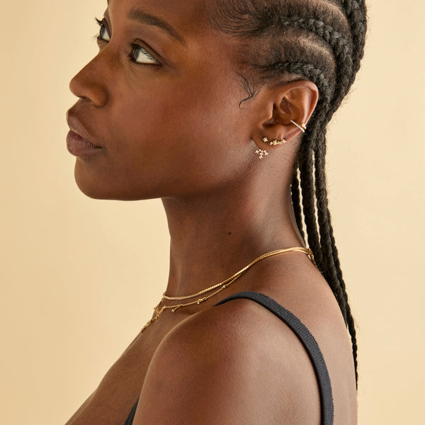 Astrid & Miyu Cosmic Illusion Crystal Ear Cuff In Gold