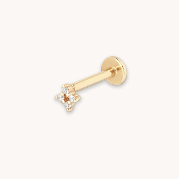 astrid & miyu Cosmic Star Crystal Piercing Stud in Solid Gold