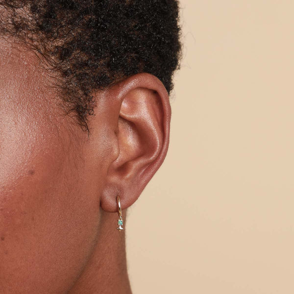 Astrid & Miyu Cosmic Star Opal Charm Huggies In Solid Gold