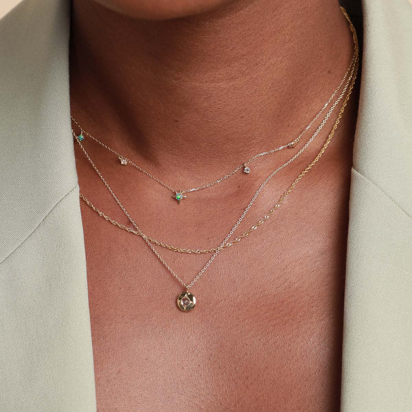 Astrid & Miyu Cosmic Star Opal Charm Necklace In Solid Gold