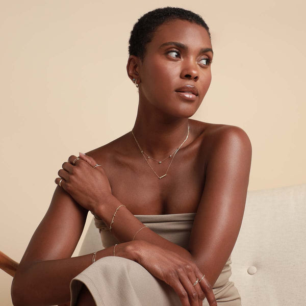 Astrid & Miyu Cosmic Star Opal Charm Necklace In Solid Gold