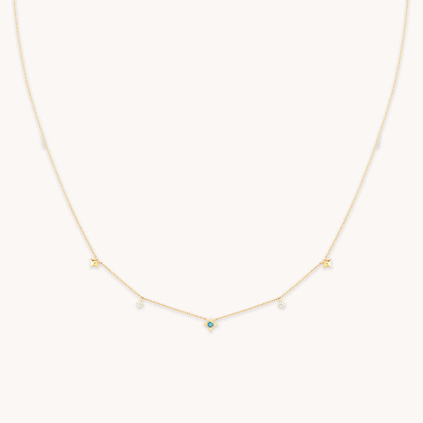 astrid & miyu Cosmic Star Opal Charm Necklace in Solid Gold