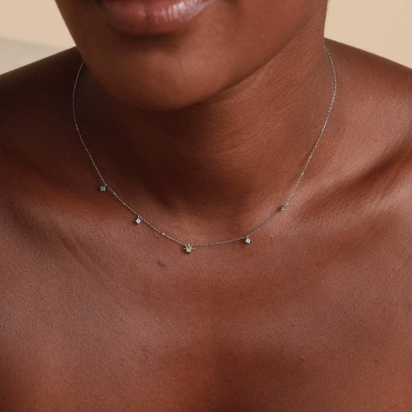 Astrid & Miyu Cosmic Star Opal Charm Necklace In Solid White Gold