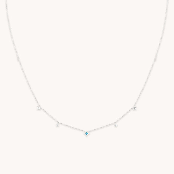 astrid & miyu Cosmic Star Opal Charm Necklace in Solid White Gold