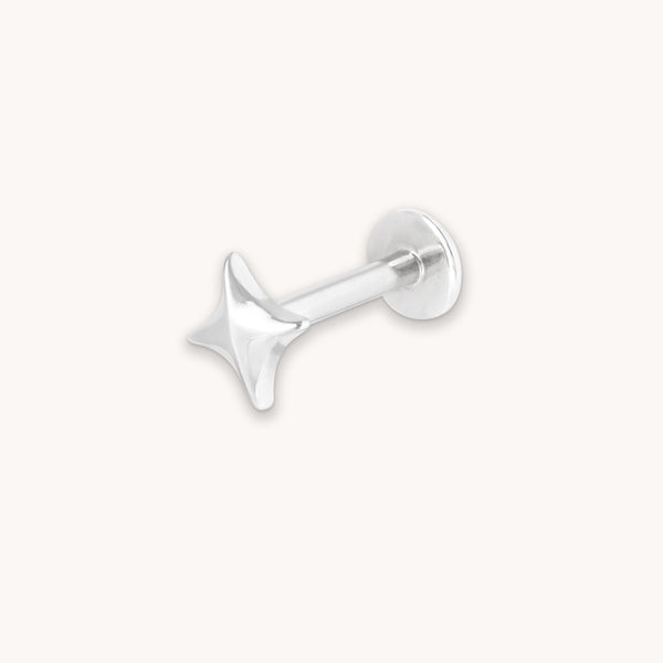 astrid & miyu Cosmic Star Piercing Stud in Solid White Gold