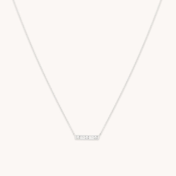 astrid & miyu Cosmic Star Topaz Bar Necklace in Solid White Gold