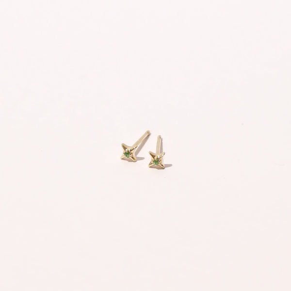 Astrid & Miyu Cosmic Star Tsavorite Stud Earrings In Solid Gold