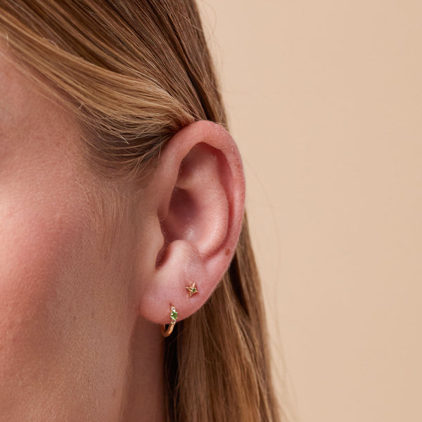 Astrid & Miyu Cosmic Star Tsavorite Stud Earrings In Solid Gold