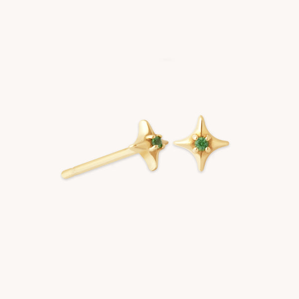 astrid & miyu Cosmic Star Tsavorite Stud Earrings in Solid Gold