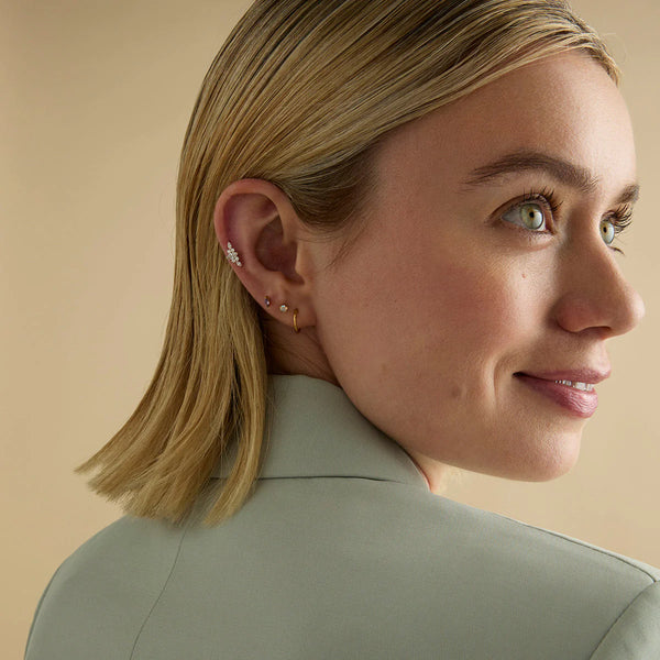 Astrid & Miyu Crystal Cluster Titanium Piercing Stud In Gold