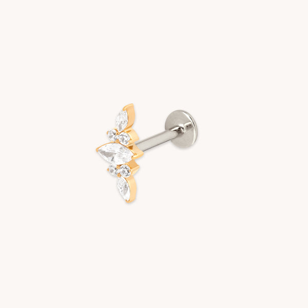 astrid & miyu Crystal Cluster Titanium Piercing Stud in Gold
