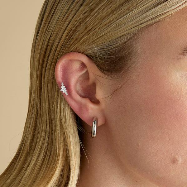 Astrid & Miyu Crystal Cluster Titanium Piercing Stud In Platinum