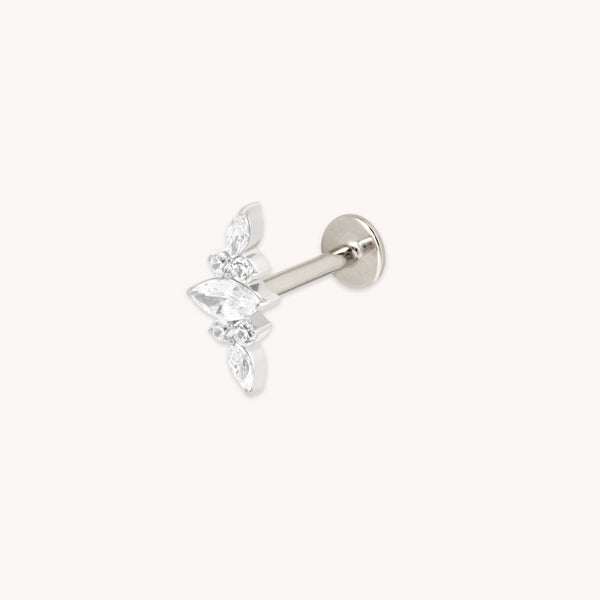astrid & miyu Crystal Cluster Titanium Piercing Stud in Platinum