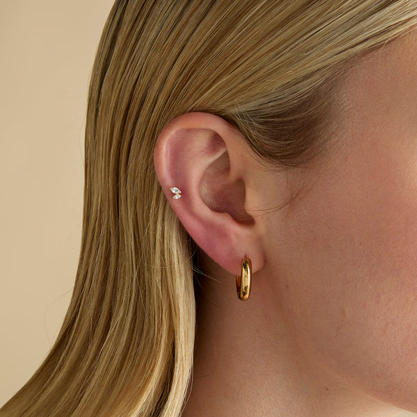 Astrid & Miyu Crystal Double Marquise Titanium Piercing Stud In Gold