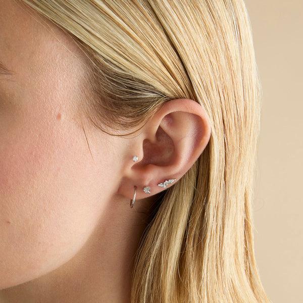 Astrid & Miyu Crystal Double Marquise Titanium Piercing Stud In Platinum