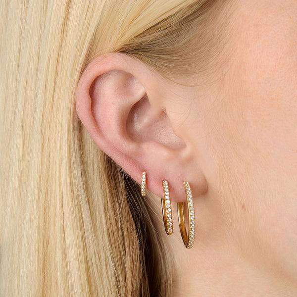 Astrid & Miyu Crystal Hoop To Huggie Gift Set In Gold