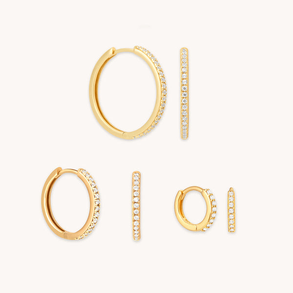 astrid & miyu Crystal Hoop to Huggie Gift Set in Gold