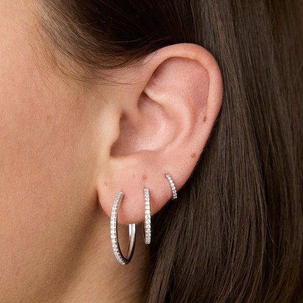 Astrid & Miyu Crystal Hoop To Huggie Gift Set In Silver