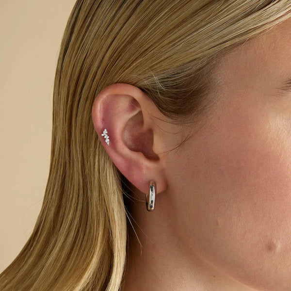 Astrid & Miyu Crystal Marquise Cluster Titanium Piercing Stud In Platinum