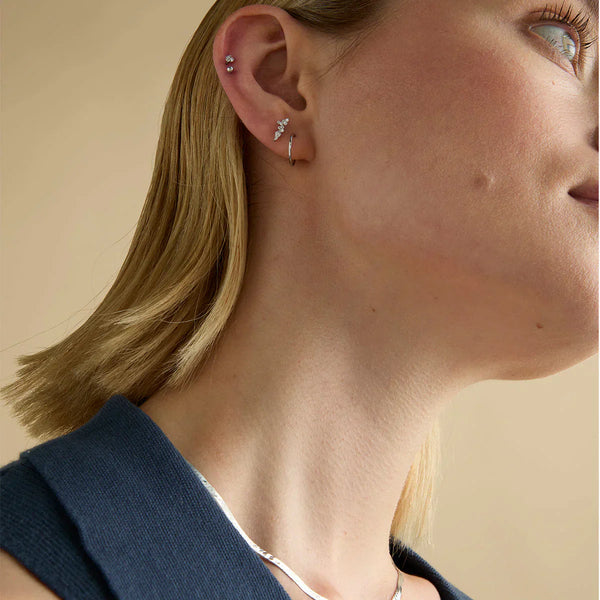 Astrid & Miyu Crystal Marquise Cluster Titanium Piercing Stud In Platinum