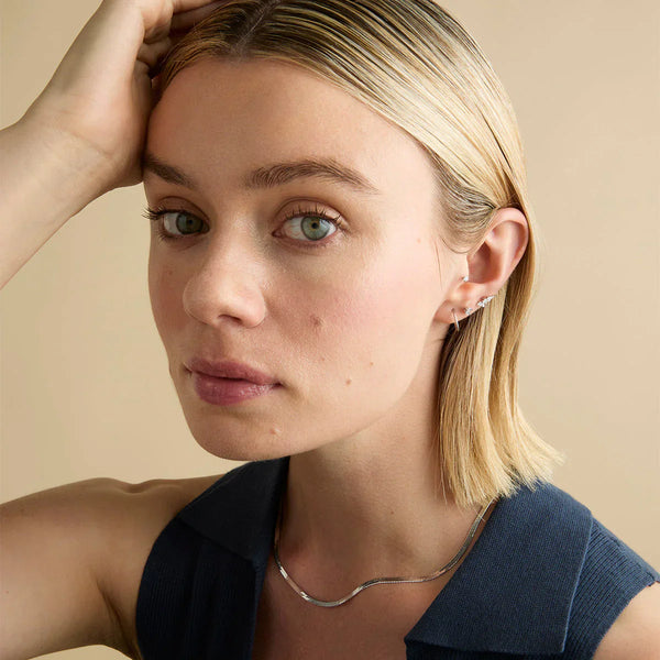 Astrid & Miyu Crystal Marquise Cluster Titanium Piercing Stud In Platinum