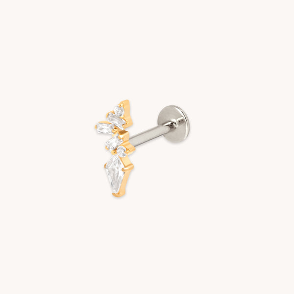 astrid & miyu Crystal Marquise Cluster Titanium Piercing Stud in Gold