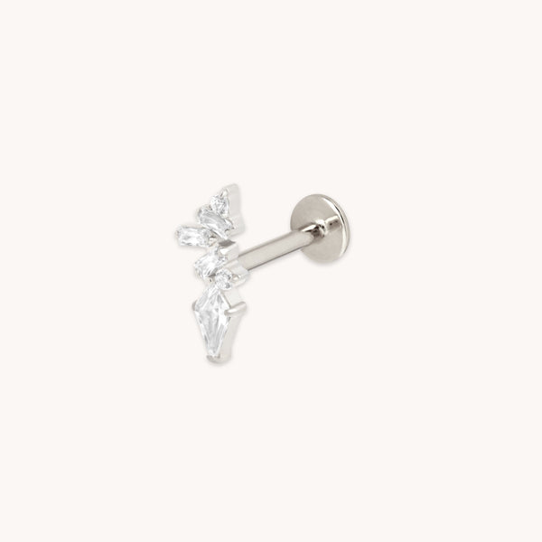 astrid & miyu Crystal Marquise Cluster Titanium Piercing Stud in Platinum