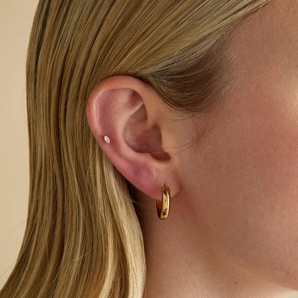 Astrid & Miyu Crystal Marquise Titanium Piercing Stud In Gold