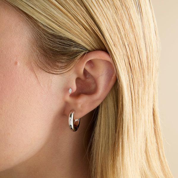 Astrid & Miyu Crystal Marquise Titanium Piercing Stud In Platinum