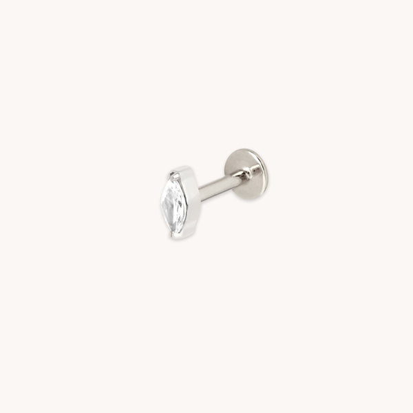 astrid & miyu Crystal Marquise Titanium Piercing Stud in Platinum