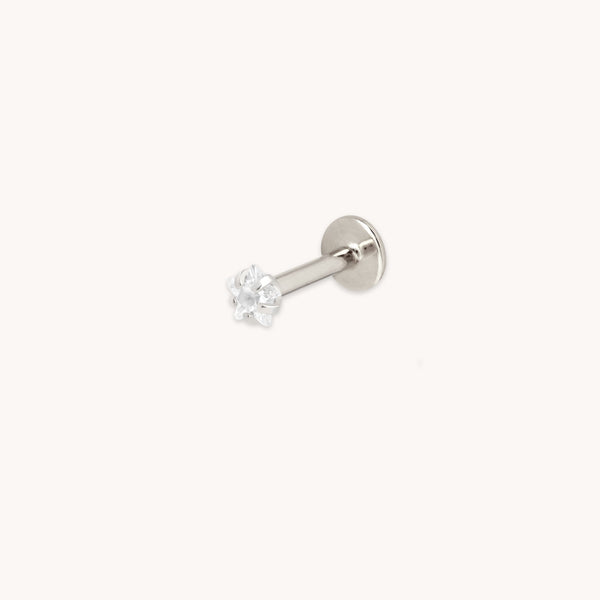 astrid & miyu Crystal Star Titanium Piercing Stud in Platinum